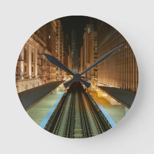 Station Chicago 'L' bij nacht Ronde Klok