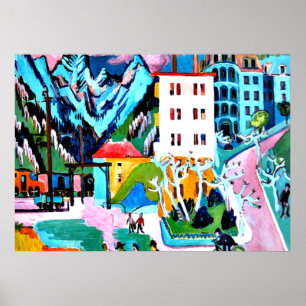 Station in Davos, Ernest Ludwig Kirchner schilderi Poster