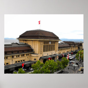 Station Lausanne in Zwitserland Poster