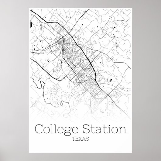Station Map van College - Texas - City Map Poster (Voorkant)