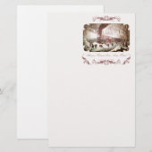 station met aan de sneeuw gebonden treinen briefpapier (Voorkant / Achterkant)