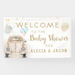 Station met Baby shower Gold Peach Spandoek