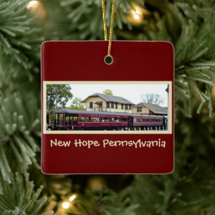 Station New Hope Train Keramisch Ornament