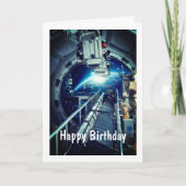 Station spatiale, carte d'anniversaire pliée de 5" (Devant)