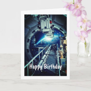 Station spatiale, carte d'anniversaire pliée de 5"