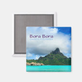 Station tropicale sur Bora Bora aimant texte (Recto/Verso)