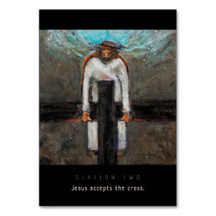 Station twee, Jezus accepteert Cross Prayer Kaart