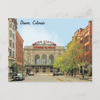 Station van de Unie, Denver, CO, reizen per trein Briefkaart