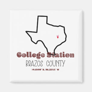 Station van het College, TX Heart Fridge Magnet Magneet