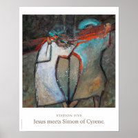 Station Vijf: Jezus ontmoet Simon van Cyrene poste