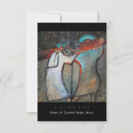 Station Vijf, Simon van Cyrene helpt, Prayer Kaart