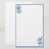 Stationery Blauwe Bloemen Briefpapier (Voorkant / Achterkant)