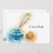 Stationery Inkwell en Feather Quill Bedankkaart (Voorkant / Achterkant)