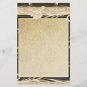Stationery Old Paper Gold Black Floral Briefpapier