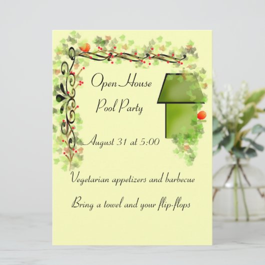 Stationery ou invitation Birdhouse et Ivy Vine (Debout devant)