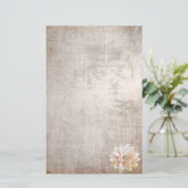 Stationery Oud Papier Roze Lotus Bloem (Staand voorkant)