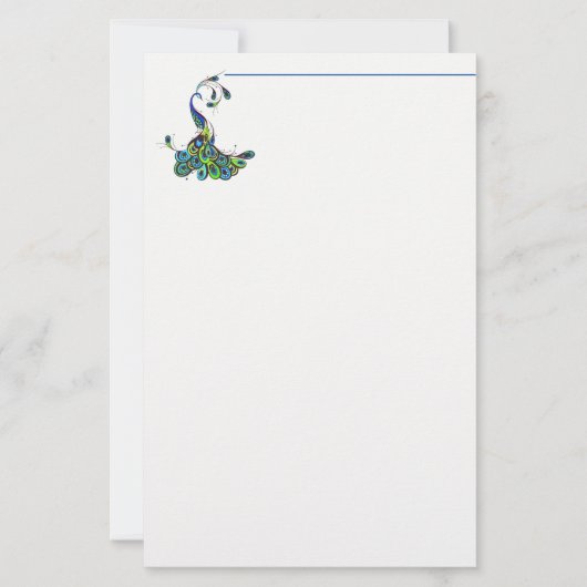 Stationery Paper-Peacock Briefpapier (Voorkant)