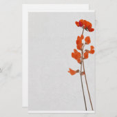 Stationery red flowers briefpapier (Voorkant / Achterkant)