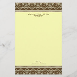 Stationery van Baroque Damask: citroen Briefpapier