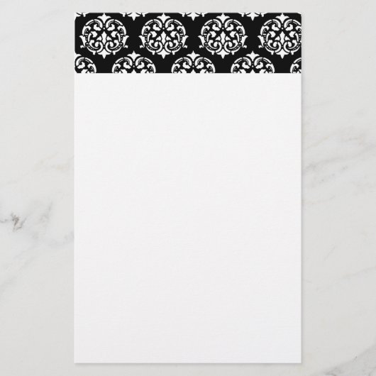 Stationery van Black and White Damask Pattern Briefpapier (Voorkant)