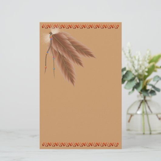Stationery van de bruine feathers briefpapier (Staand voorkant)