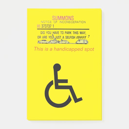 Stationnement Handicap Post-It Notes (Devant)