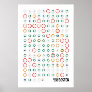 Stations en lijnen: Boston (Licht) Poster