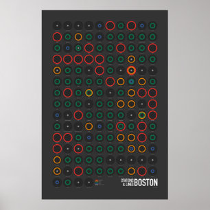 Stations & Lijnen: Boston (Donker) Poster