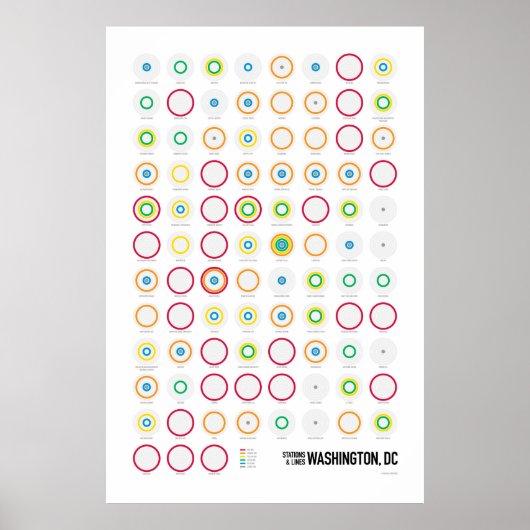 Stations & lines: Washington, DC (licht) Poster (Voorkant)