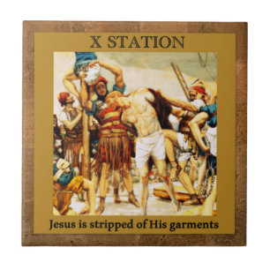 Stations of the Cross #10 of 15 Jesus is gestript Tegeltje