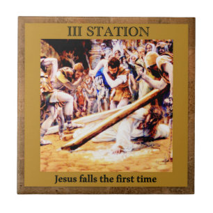 Stations of the Cross #3 of 15 Jesus Herfsten 1st  Tegeltje