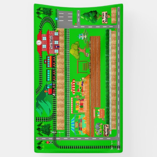 Stationswegen voor treinen, 3x5-banner spandoek (Verticaal)