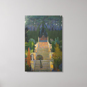 Statisch Tuin in Mallorca (door Santiago Rusiñol) Canvas Afdruk