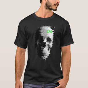 Statische Glitch Ghost Skull TV T-shirt