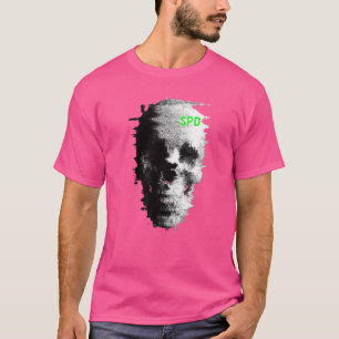 Statische Glitch Ghost Skull TV T-shirt