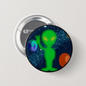 Statische vredesruimte Alien Ronde Button 5,7 Cm (Voorkant /achterkant)