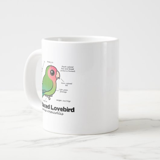 Statistieken van peach-face Lovebird Jumbo Beker (Voorkant links)