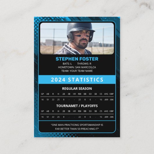 Statistiques de la carte de commerce Blue Black Pr (Dos)