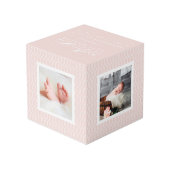 Statistiques de naissance bébé Cube photo | Rose p (Angle arrière)