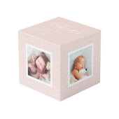 Statistiques de naissance bébé Cube photo | Rose p (Angle devant)