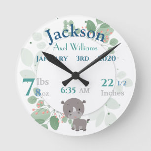 Statistiques de naissance bébé Horloge avec Feuill