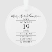 Statistiques de naissance de bébé de Noël Photo (dos)
