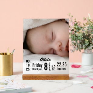 Statistiques de naissance de bébé photo personnali