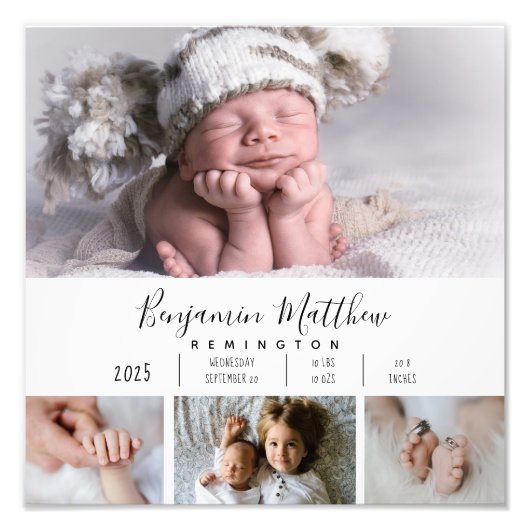 Statistiques de naissance de quatre bébés photo (Devant)