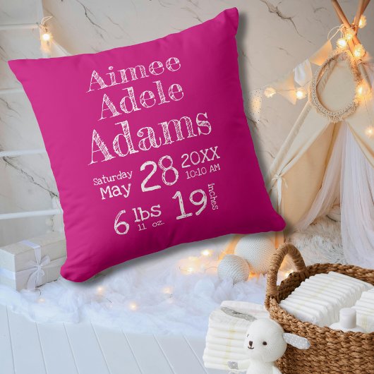 Statistiques de naissance moderne Coussin bébé | B