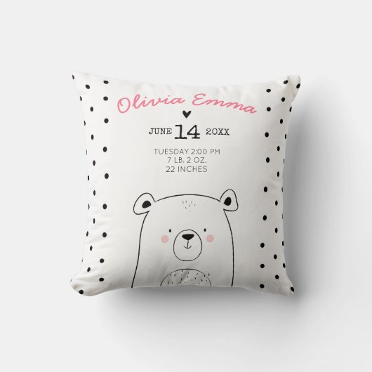 Statistiques de naissance Nursery Throw oreiller W (Recto)