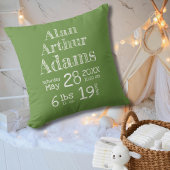 Statistiques de naissance verte moderne Coussin bé