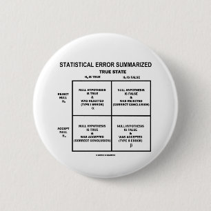 Statistische fout samengevat (hypothesetests) ronde button 5,7 cm