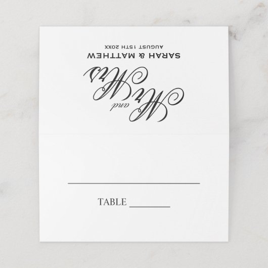 Statistische scripttypografie Mr. & Mrs bruiloft (Buitenkant ongevouwen)