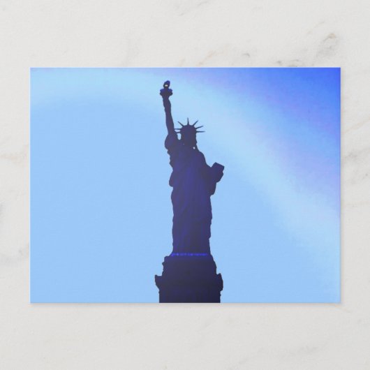 Statue Bleue de Liberté Silhouette Cartes postales (Devant)